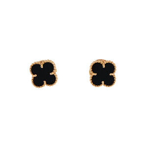 Van Cleef & Arpels Sweet Alhambra Stud Earrings 18K Yellow Gold and Onyx